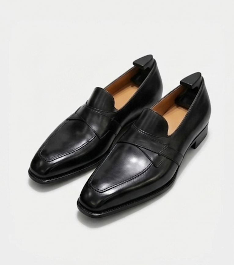 The Gela Loafers - Handcrafted Dark Wine Leather Cross-Strap Loafers for Men