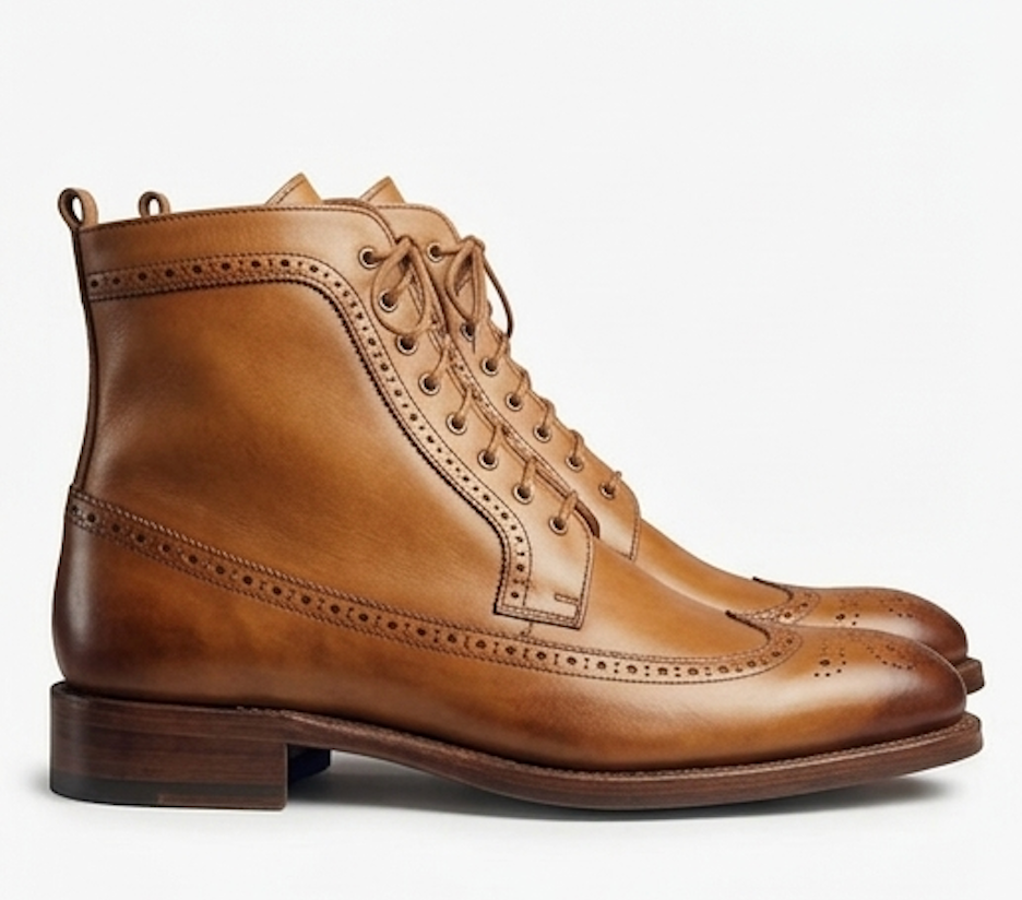 The Teramo Laced up Boots - Brown Hand-Finished Leather Boots for Men