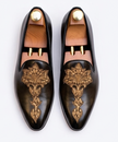 The Latina Loafers - Brown Leather Embroidered Loafers for men