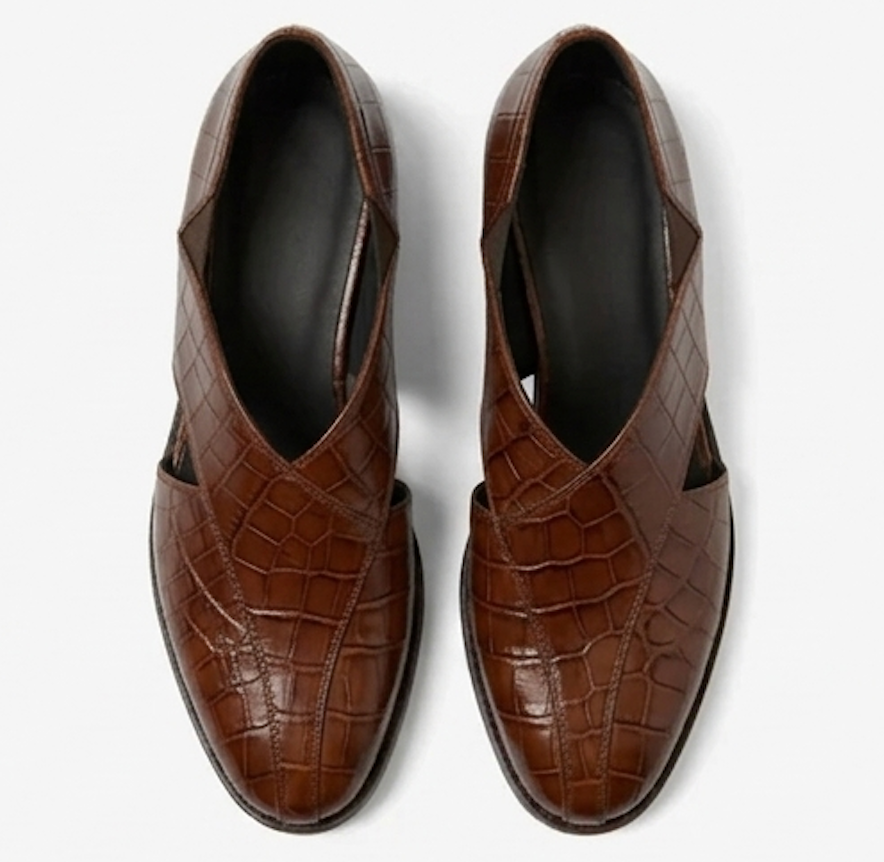 The Olbia Peshawri - Black Crocodile Embossed Leather Peshawari for men