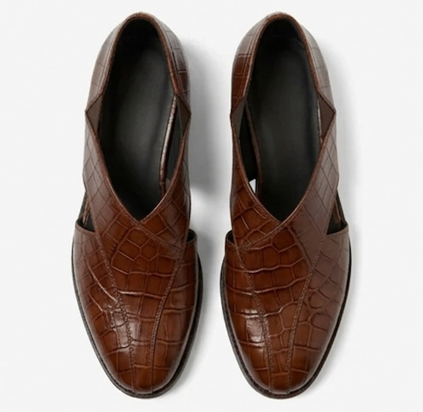 The Olbia Peshawri - Black Crocodile Embossed Leather Peshawari for men