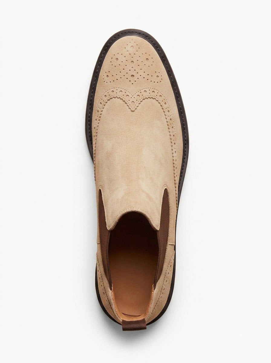 The Piemonte Cammello Brogue Chelsea Boot