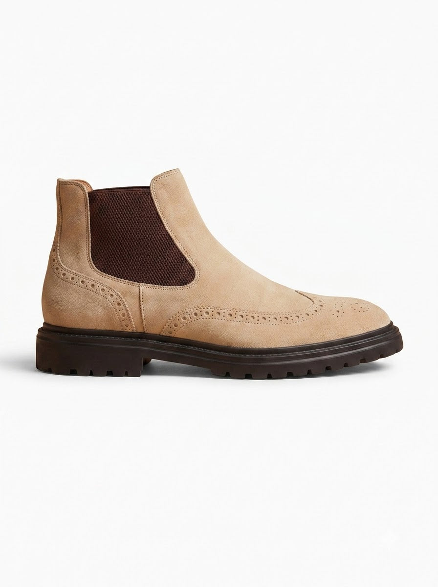 The Piemonte Cammello Brogue Chelsea Boot