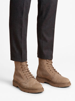 The Dolomite Handcrafted Suede Leather Laced up Beige Combat Boot for Men