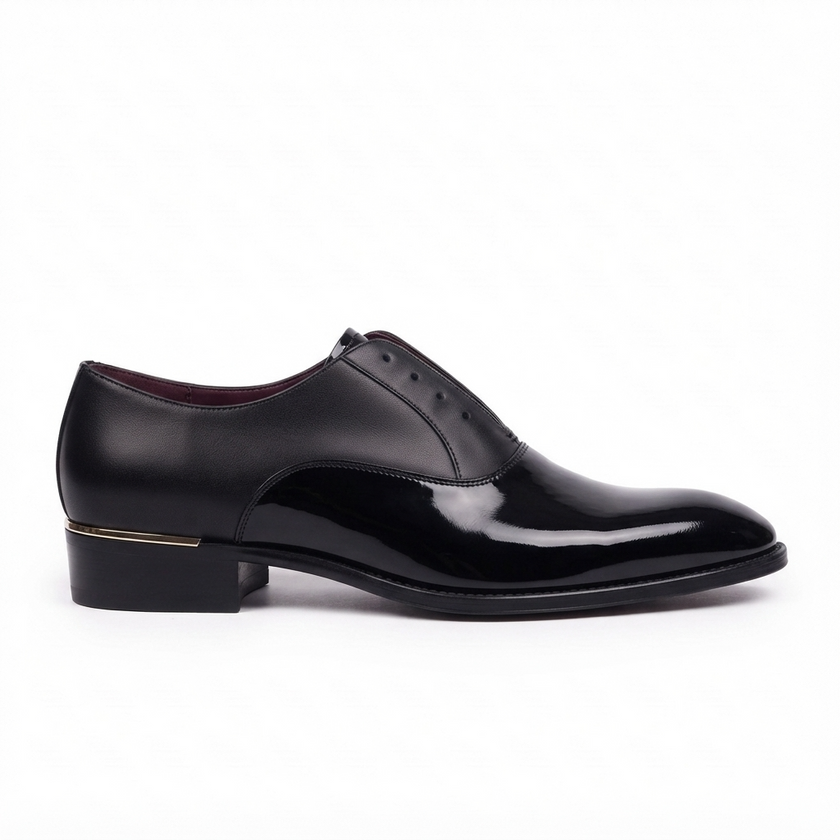 The Monaco Handcrafted Leather Black Patent Slip-On Dress Shoes for Men