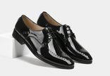 The Mantova Handcrafted Black Patent Leather Brogue Lace-Up Derby for Men