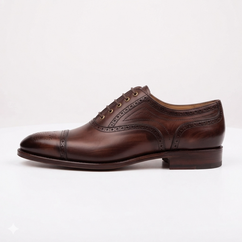 The Oxford Royale Premium Brown Leather Wingtip Brogue Dress Shoes for Men