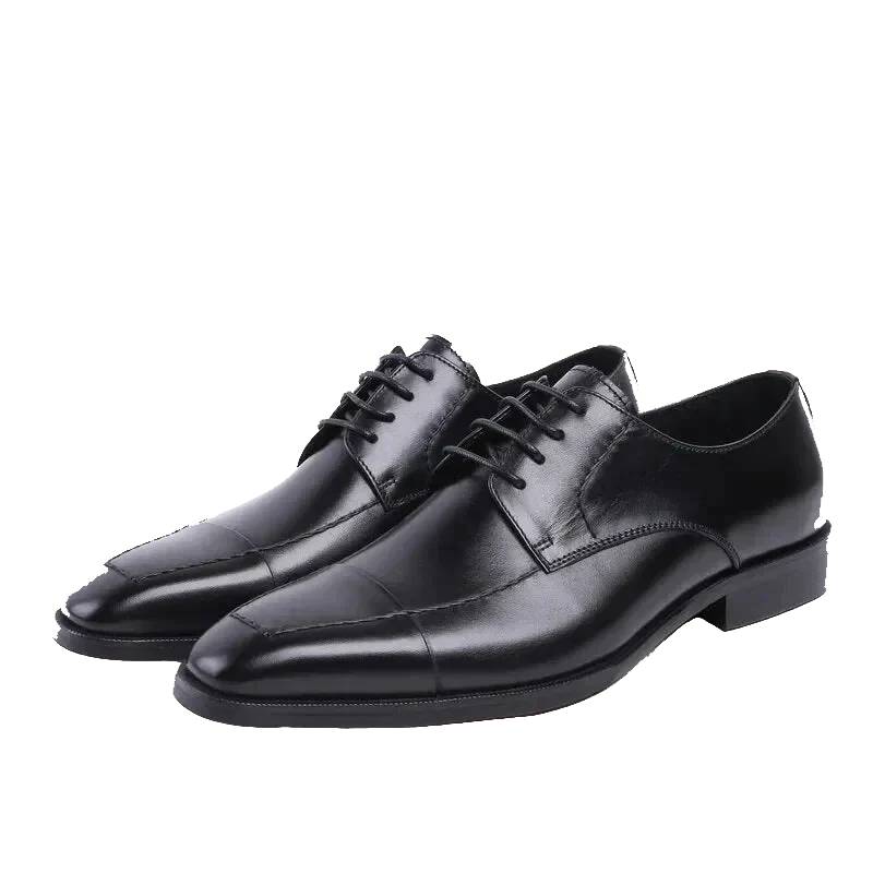 The Amalfi Black Leather Derby Oxfords Shoes for Men