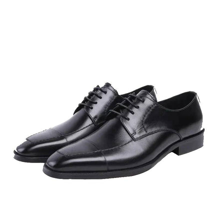 The Amalfi Black Leather Derby Oxfords Shoes for Men