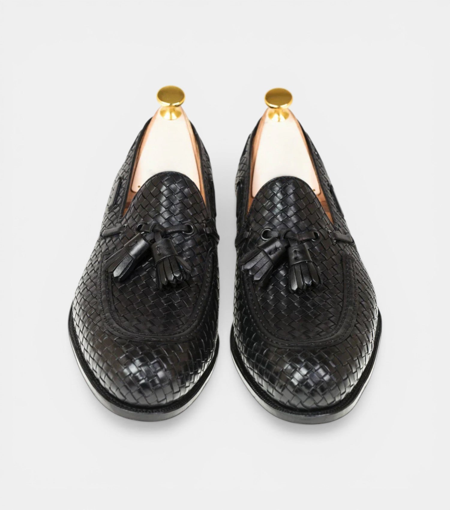 The Lazio Loafers - Handcrafted Black Braided Leather Loafers for Men