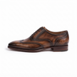 The Firenze Handcrafted Burnished Brown Leather Wingtip Oxford Shoes for Men