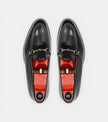 The Monza Loafers - Handcrafted Black Leather Loafers with Silver Bit Detail for men