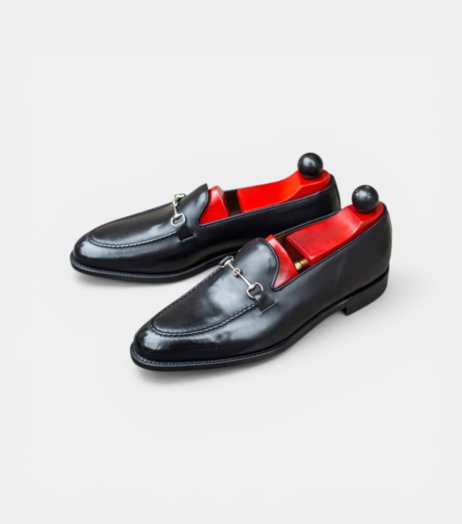 The Monza Loafers - Handcrafted Black Leather Loafers with Silver Bit Detail for men