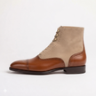 The Monaco Heritage Tan & Beige Leather Brogue Ankle Boots for Men
