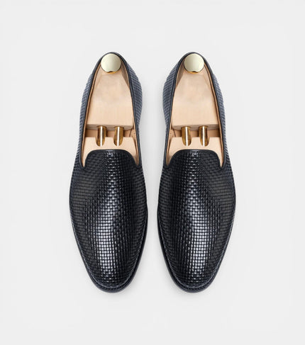 The Pistonia Loafers - Nay blue Hand-Woven Leather Loafers