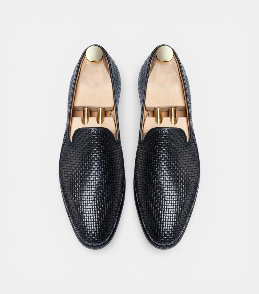 The Pistonia Loafers - Nay blue Hand-Woven Leather Loafers