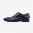 The Oxford Royale Midnight Navy Leather Dress Shoes with Textured Embossed Lace Panels, Handcrafted Cross Stitch Detailing and Refined Executive Styling for Men