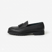 The Rimini Chunky Handcrafted Black Leather Lug Sole Tassel Loafers for Men
