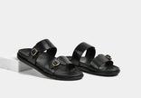The Milano Nero Handcrafted Black Leather Double Strap Sandals for Men